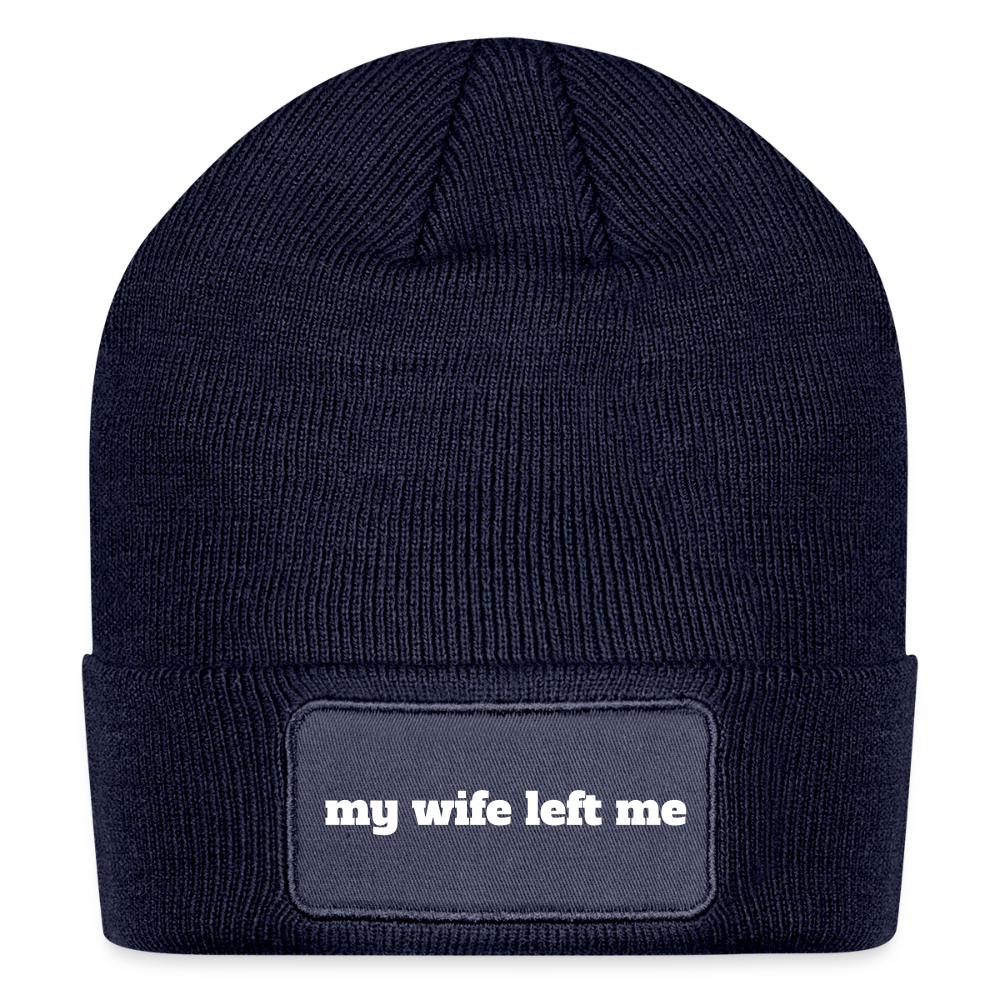 My wife left me - Patch Beanie - navy
