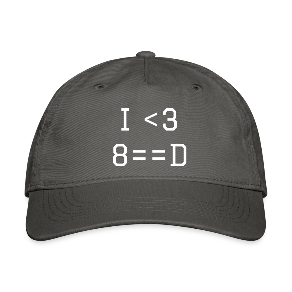 I <3 8==D - Organic Baseball Cap - charcoal