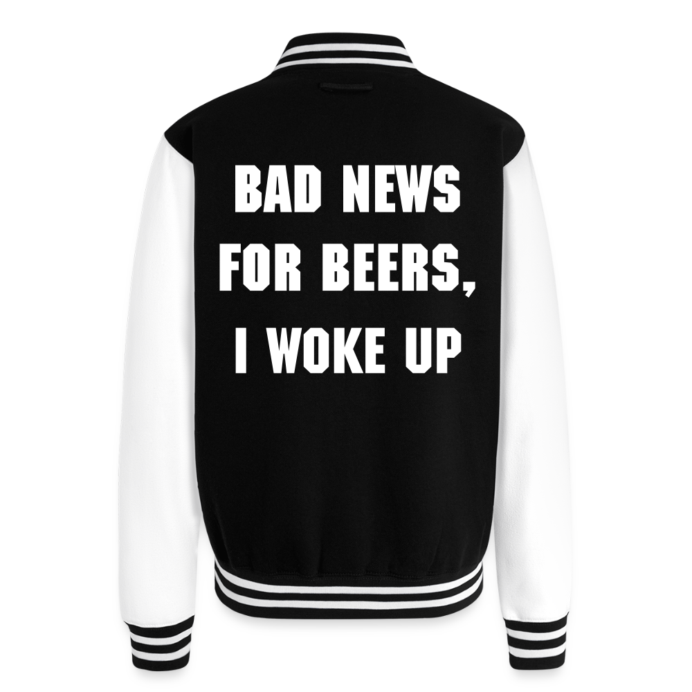 BAD NEWS FOR BEERS - Just Hoods Heavyweight Letterman Jacket - black/white