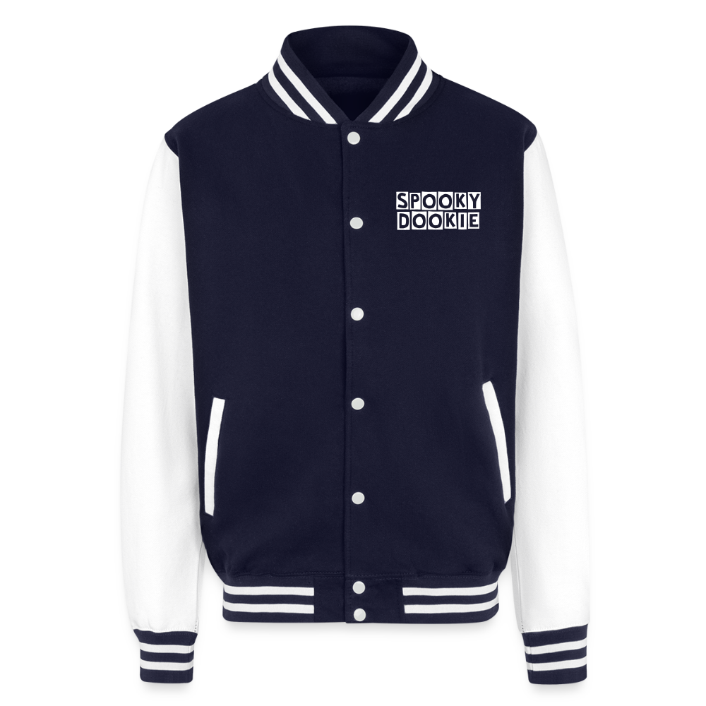 SPOOKY DOOKIE - Just Hoods Heavyweight Letterman Jacket - navy/white