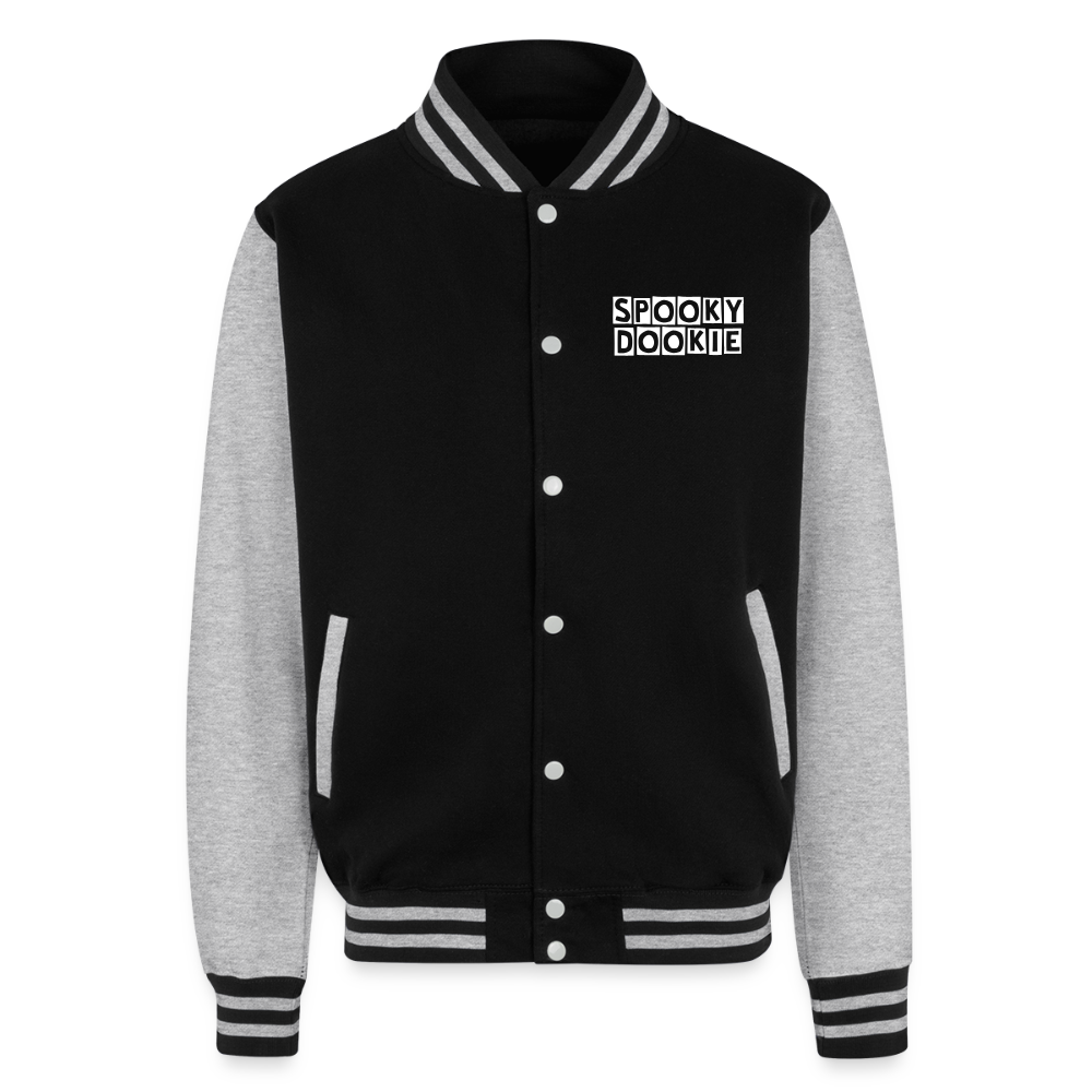 SPOOKY DOOKIE - Just Hoods Heavyweight Letterman Jacket - black/heather grey