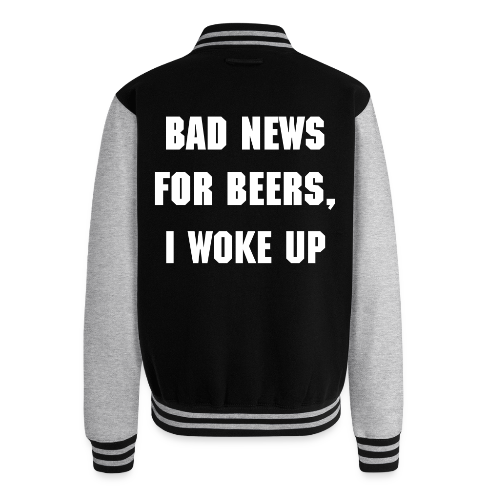 BAD NEWS FOR BEERS - Just Hoods Heavyweight Letterman Jacket - black/heather grey