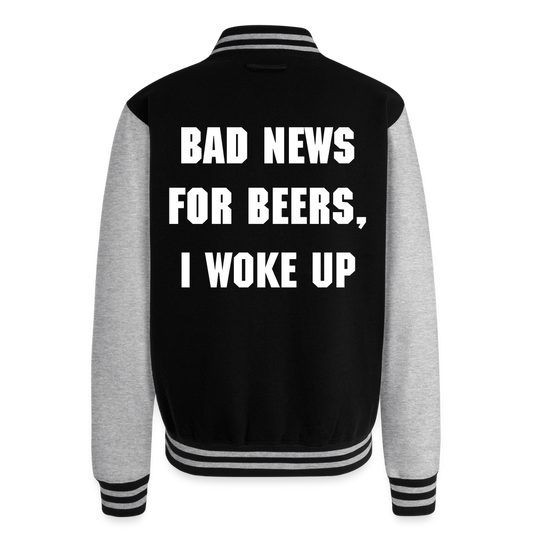 BAD NEWS FOR BEERS - Just Hoods Heavyweight Letterman Jacket - black/heather grey